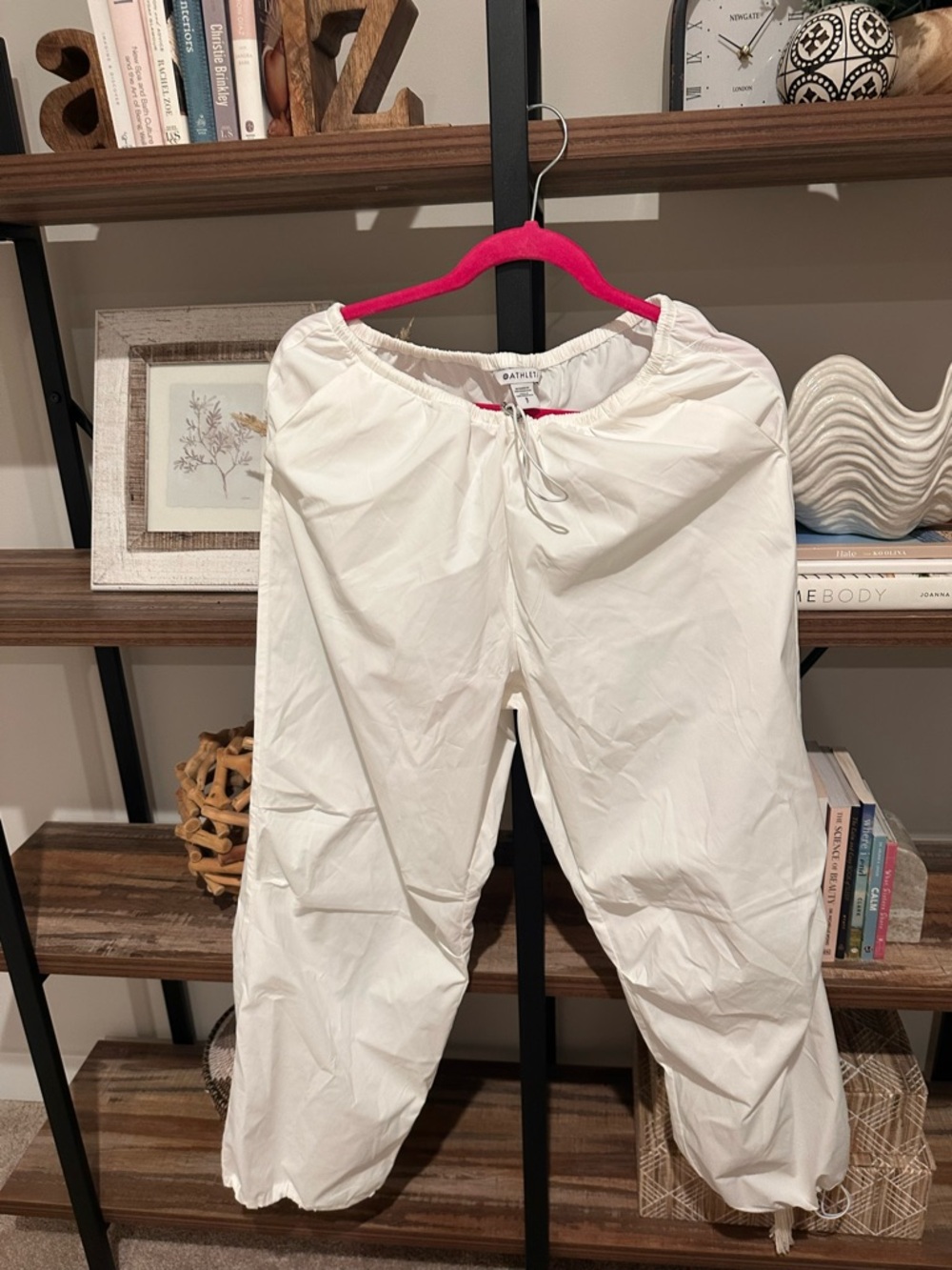 Athleta White Drawstring Track Joggers